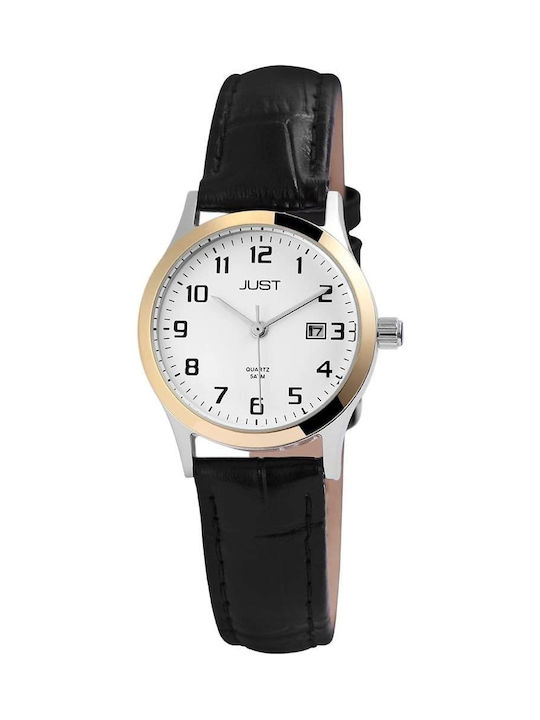 Just Watch Watch with Black Leather Strap