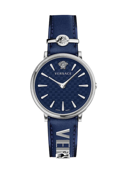 Versace Uhr mit Marineblau Lederarmband