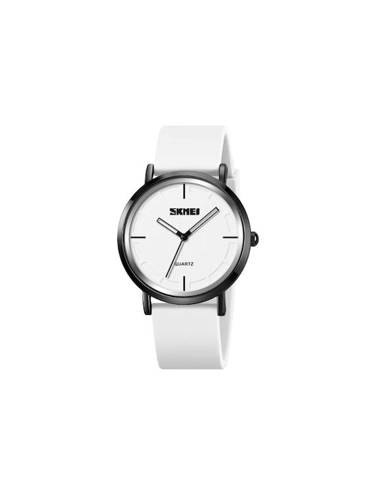 Skmei Watch with White Leather Strap