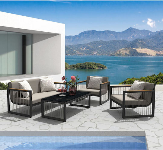 Outdoor Living Room Set Cordoba 4 Pieces Anthracite with Pillows E6738