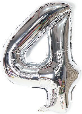 Balloon Number 4 Silver