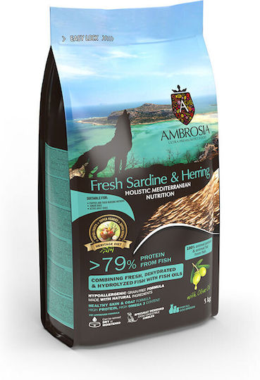 Ambrosia Fresh Sardine & Herring 5kg Dry Food Grain-Free for Puppies with Herring