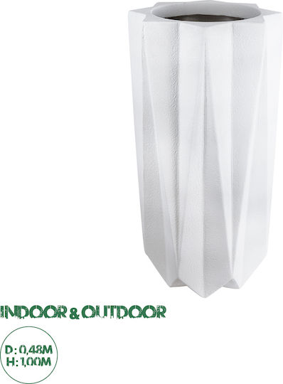 GloboStar Padova Übertopf Polyester Weiß mit Gestell 48x48x100εκ.
