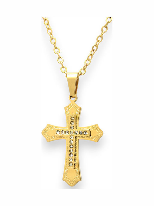 Goldjewels Damen Kreuz aus Vergoldetem Stahl mit Kette