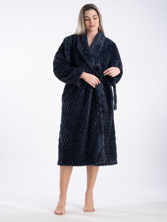 Passion Winter Women's Robe Navy Blue