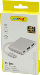Andowl Q-308 USB-C Dockingstation mit HDMI 4K PD