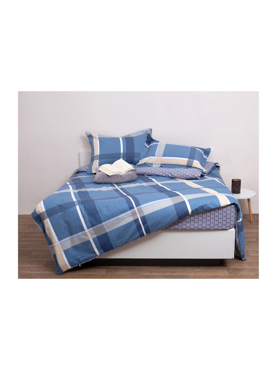 Viopros Duvet Set Queen 220x240cm Newton Petrol Satin Cotton 3pcs