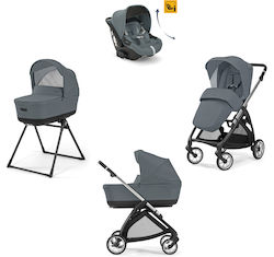 Inglesina Electa Quattro Darwin Infant Recline Reglabil 3 în 1 Cărucior pentru copii Potrivit pentru Nou-născut Union Grey / Silver Black 8.7kg