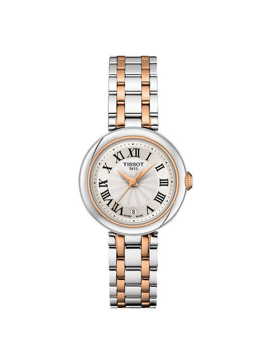 Tissot Bellissima Ceas Dama 26mm Baterie Cu Brățară Metalică Argintiu/Roz Auriu
