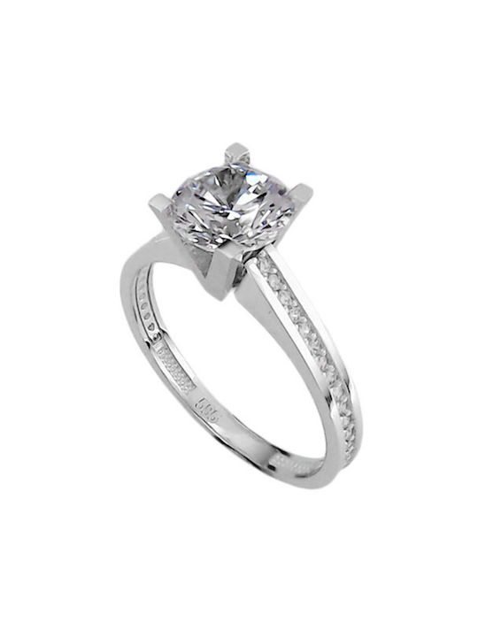 Goldjewels Single Stone from White Gold 14K