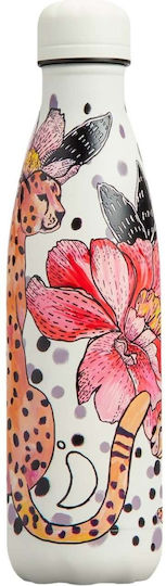 Chilly's Series Tropical Bottle Thermos Stainless Steel BPA Free 500ml White Cheetah Jungle