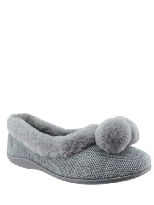 Sabino Closed Women's Slippers With fur in Gray color