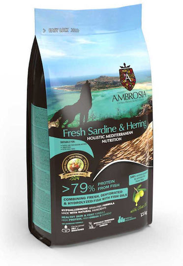 Ambrosia Fresh Sardine & Herring 1.5kg Dry Food Grain-Free for Puppies with Herring