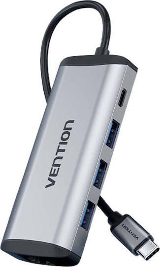 Vention USB-C Dockingstation mit HDMI 4K PowerDelivery Ethernet Grau (THAHB)