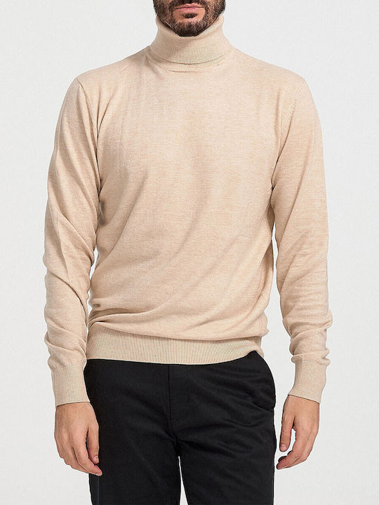 Rook Herren Langarm-Pullover Rollkragen beige