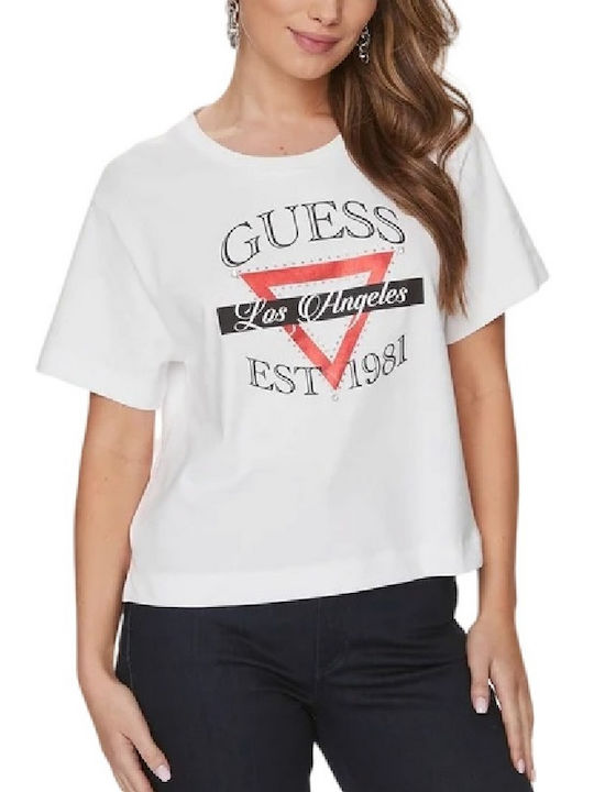 Guess Triangle Γυναικείο T-shirt Λευκό.