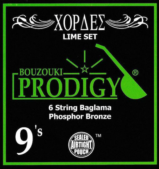 Prodigy Set of Phosphor Bronze Strings for Baglama Lime 9 - 22"