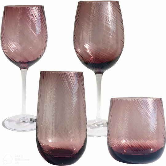 HFA Σετ Ποτήρια Νερού από Γυαλί Μωβ 580ml 5420313 6τμχ