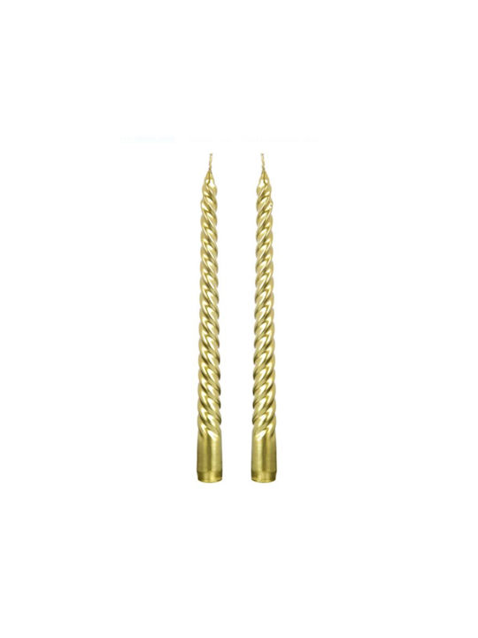 Decorative Candle Taper Gold 2pcs