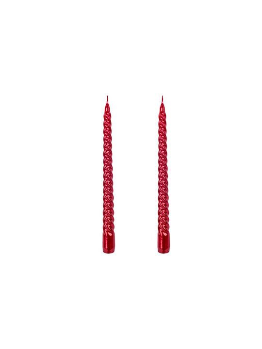 Decorative Candle Taper Red 2pcs