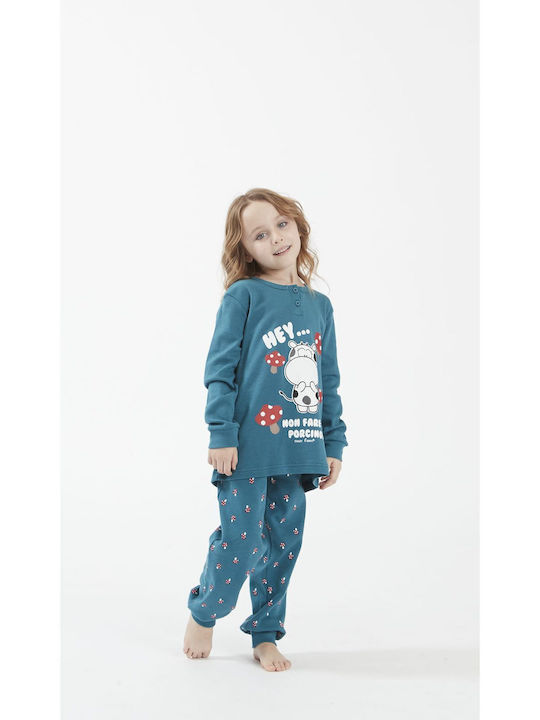 Crazy Farm Kids Pajamas Petrol