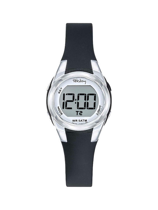 Tekday Strap Digital Uhr mit Schwarz Kautschukarmband