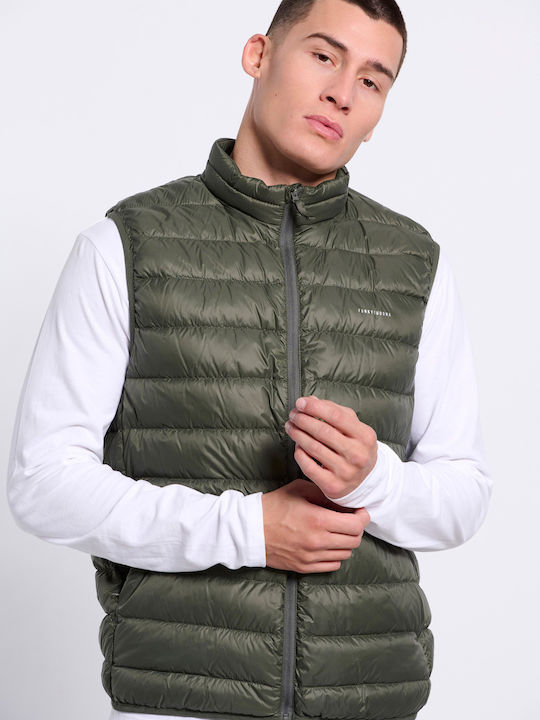 Sleeveless Winter Jacket Puffer Khaki