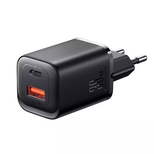 Joyroom Φορτιστής Χωρίς Καλώδιο με Θύρα USB-C 30W Power Delivery / Quick Charge 3.0 Μαύρος (JR-TCF08)