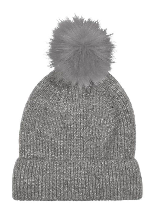 Stamion Pom Pom Beanie Frauen Fleece Beanie Gestrickt in Gray Farbe