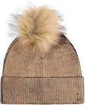 Guess Pom Pom Beanie Beanie Knitted in Brown color