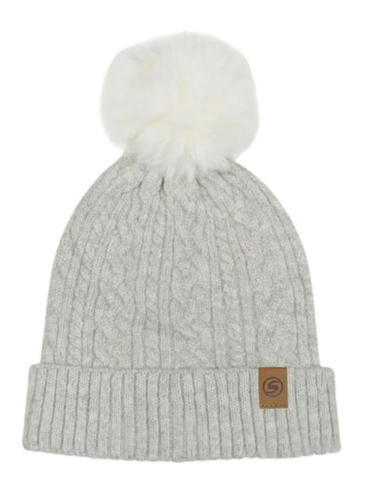 Stamion Pom Pom Beanie Beanie Knitted in Gray color