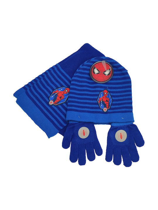 Gift-Me Kinder Mütze Set mit Schal & Handschuhe Gestrickt Blau