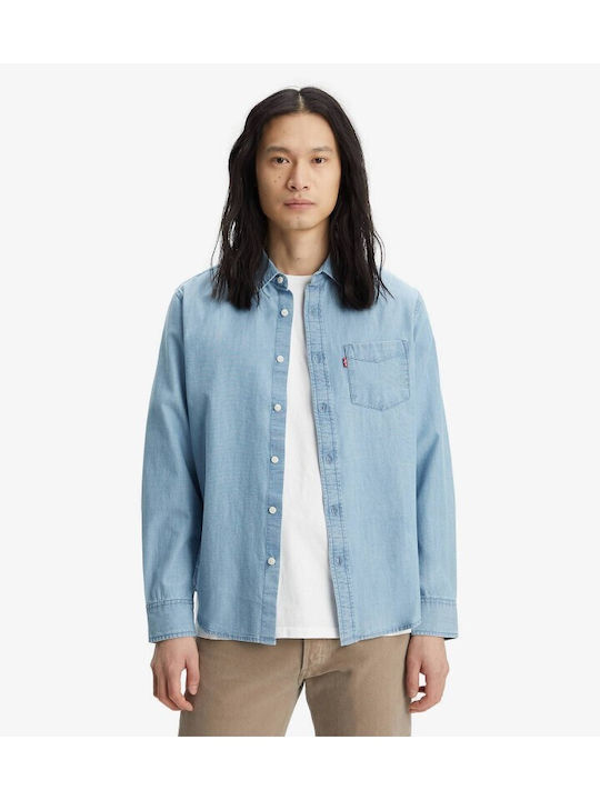 Levi's Men's Shirt Long Sleeve Cotton Light Blue