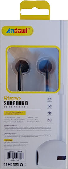 Andowl Super Bass Qy9024 Earbuds Handsfree Headphones with Connector 3.5mm Black