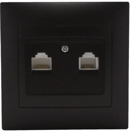 Redled Complete Double Telephone Socket Black 27527