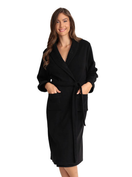 Relax Lingerie Winter Women's Cotton Robe Black