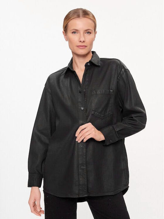 Pepe Jeans Women's Denim Long Sleeve Shirt Black