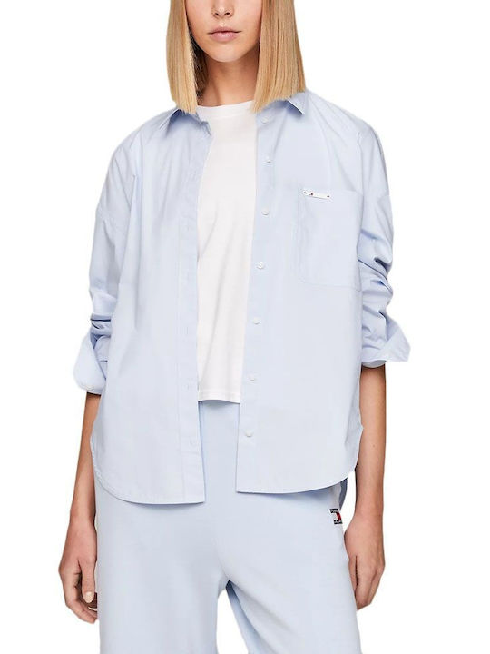 Tommy Hilfiger Women's Denim Long Sleeve Shirt Light Blue