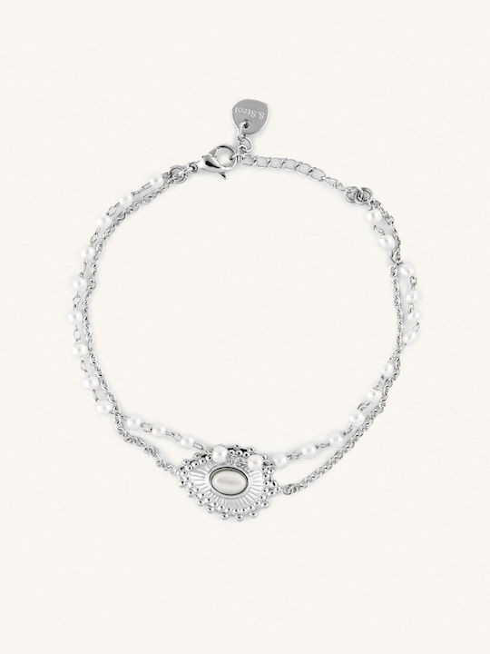 StanStefan Damen Armband Kette aus Stahl mit Perlen