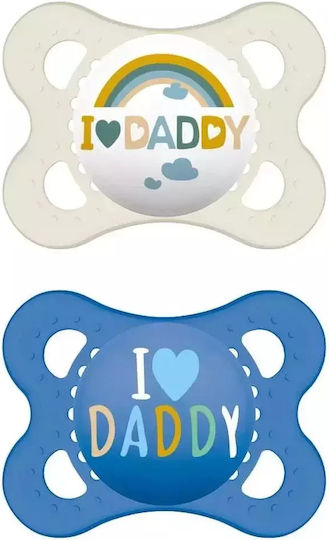 Mam Orthodontic Pacifiers Silicone I Love Daddy - Blue - White for 2-6 months 2pcs