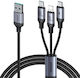 Joyroom SA21-1T3 Braided USB to Lightning / Type-C / micro USB Cable 2.4A Μαύρο 1.2m