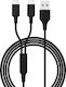 Smrter Hydra DUO Regular USB to Type-C Cable 2.4A Μαύρο 1.2m