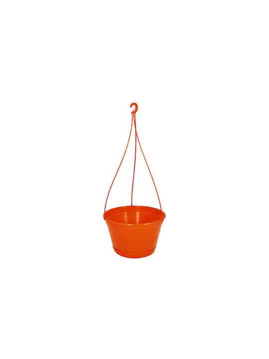 Sic Plast Plastic Flower Pot Orange with Saucer...