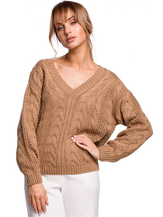 MOE Damen Langarm Pullover Braun