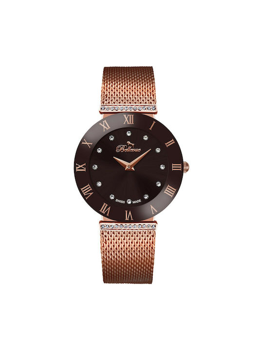 Bellevue Watch with Metal Bracelet Pink Gold F.104 Skroutz.cy