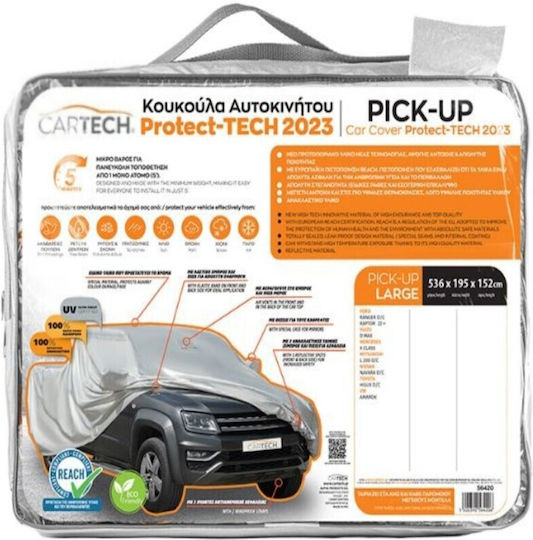 Cartech Κουκούλα για Mitsubishi Pick-up 536x195x152cm Αδιάβροχη Large που Στερεώνεται με Ιμάντες