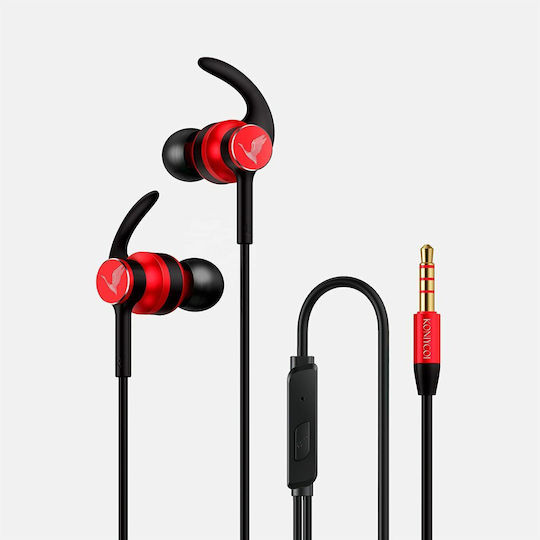 Koniycoi KJ907 In-ear Handsfree Headphones with Connector 3.5mm Red