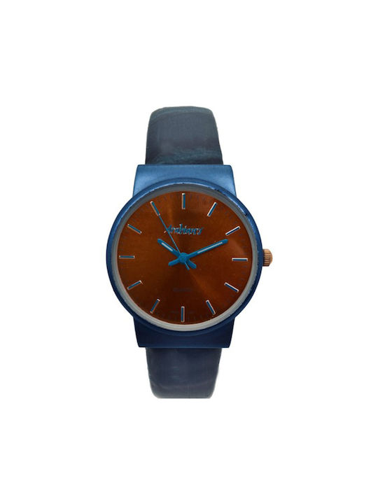Arabians Watch with Navy Blue Leather Strap