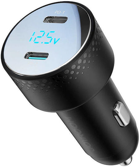 Joyroom JR-CCD02 Φορτιστής Αυτοκινήτου 70W 3A με Θύρες: 2xType-C Μαύρο Χρώμα