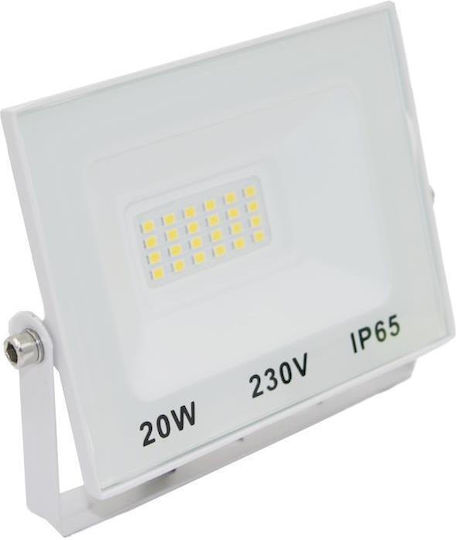 Adeleq Στεγανός Προβολέας LED 20W Θερμό Λευκό 3000K IP65